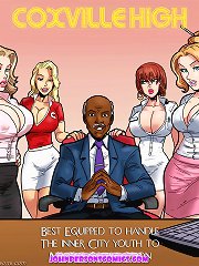 Muscled black fellow pounding white pussies in hot black cartoons