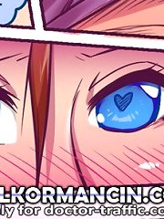 Naughty girl with big cartoon boobs trying to fight with seduction and passion