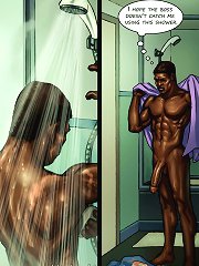 Interracial cartoon sex. Hey college student, time to wake up, your black cock already take a shower